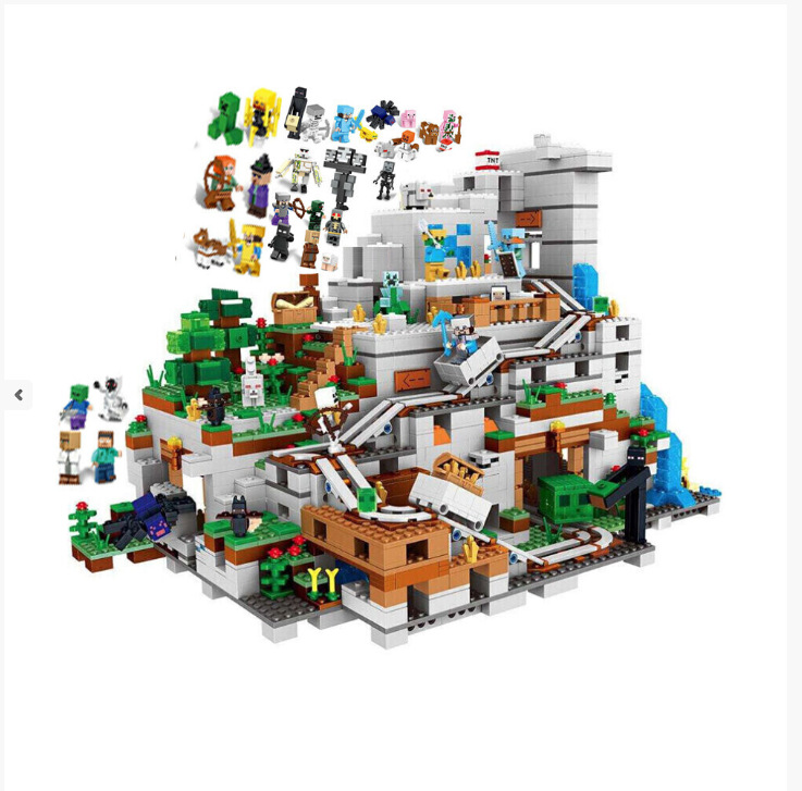 900PCS Minecraft Building Blocks Set with Minifigures The Mountain Cave My World Series Fit for LEGO