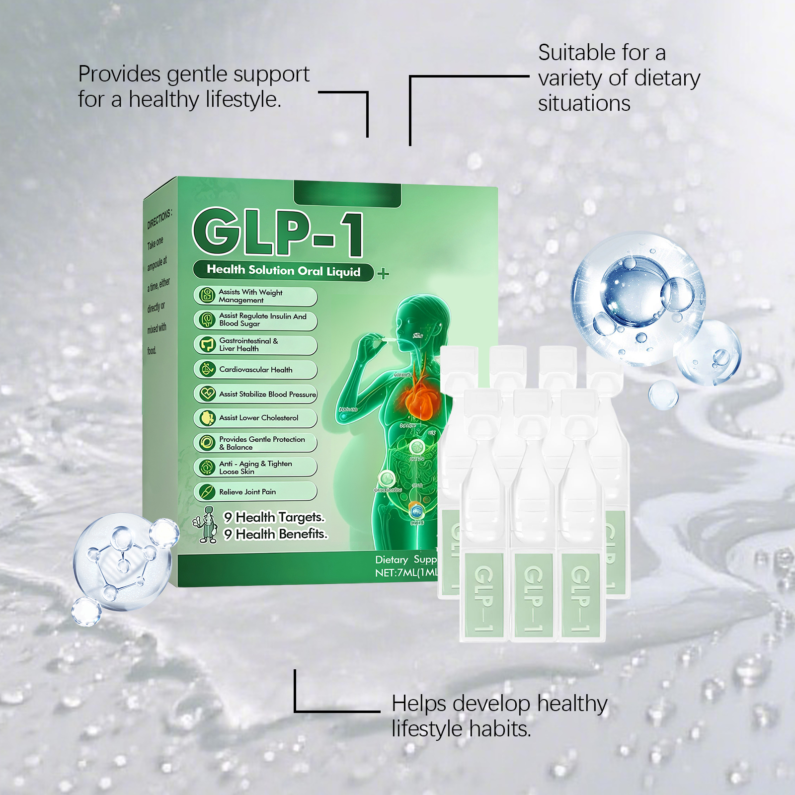 Oral Liquid Daily Care for Adults Ultra Concentrated Essence Liquid Drops GLP-1 Assists With Weight Management