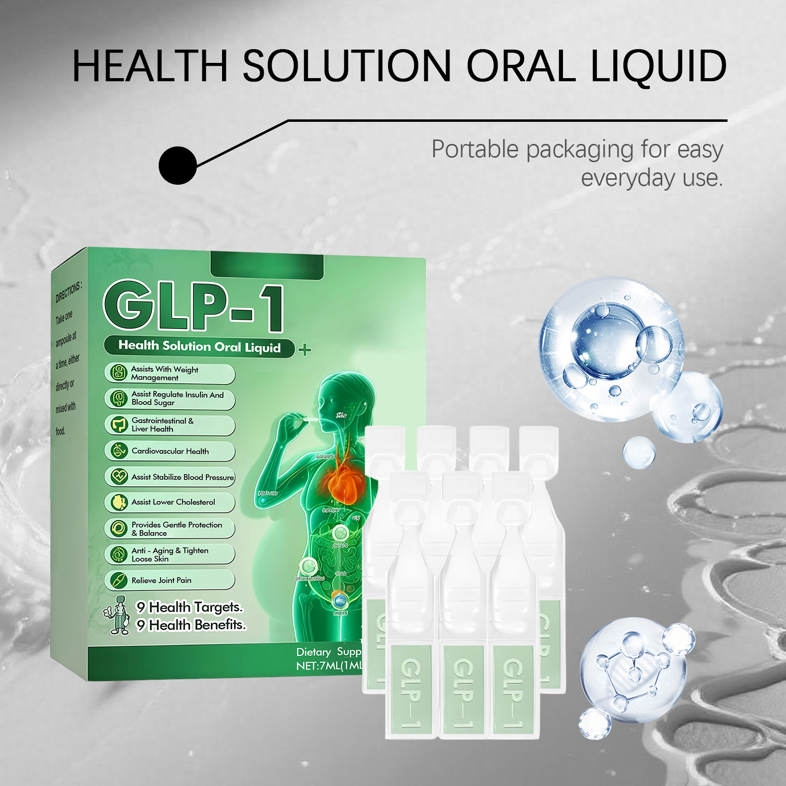 Oral Liquid Daily Care for Adults Ultra Concentrated Essence Liquid Drops GLP-1 Assists With Weight Management