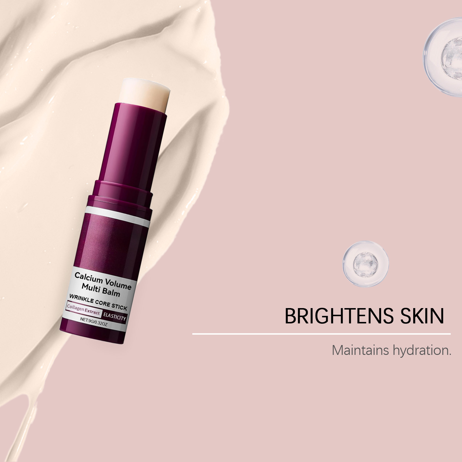 Calcium Volume Multi Balm Deep Hydration Face Skin Elasticity Enhanced Puffy Eyes Treatments Anti Wrinkle Collagen Balm Stick  for Pre-Makeup