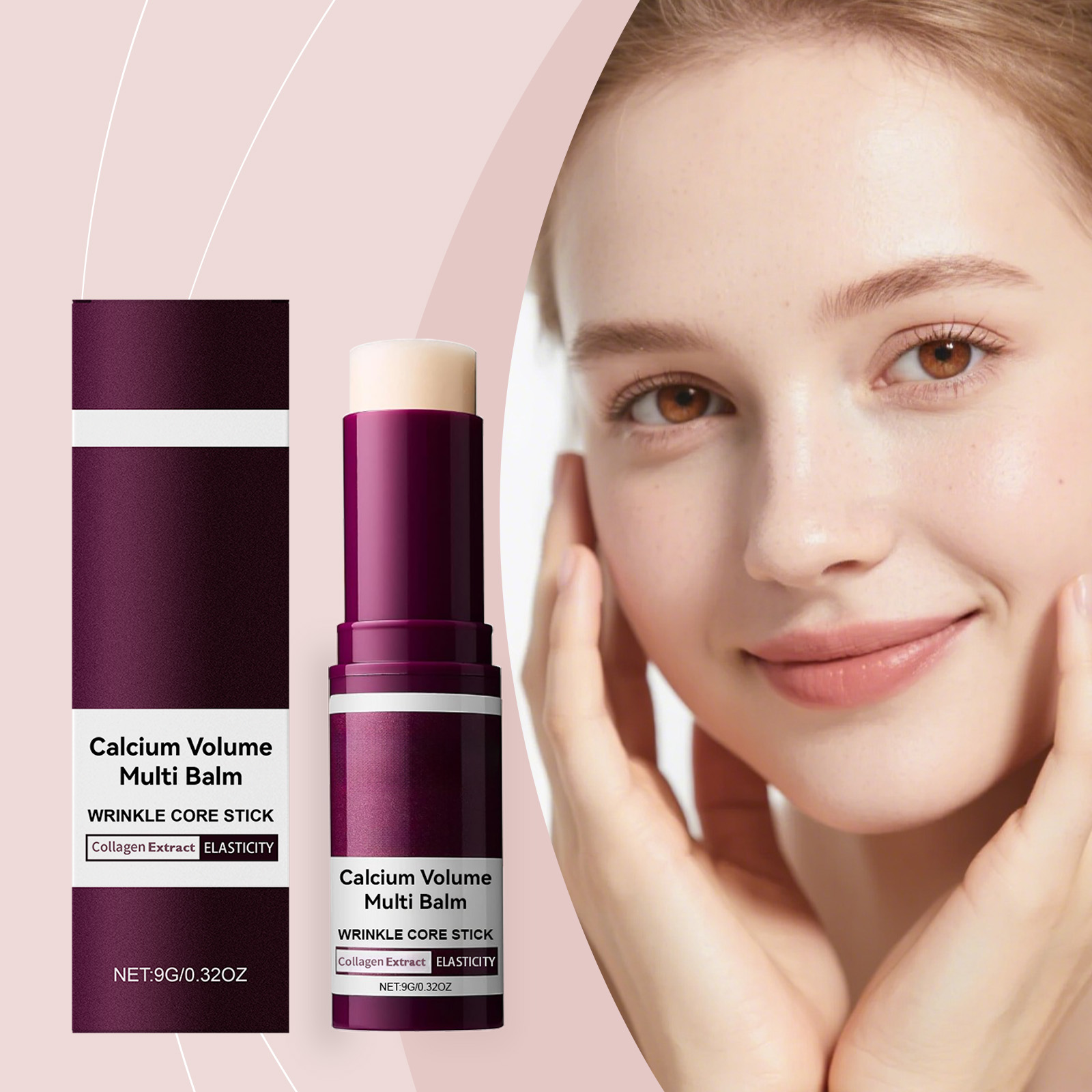 Calcium Volume Multi Balm Deep Hydration Face Skin Elasticity Enhanced Puffy Eyes Treatments Anti Wrinkle Collagen Balm Stick  for Pre-Makeup