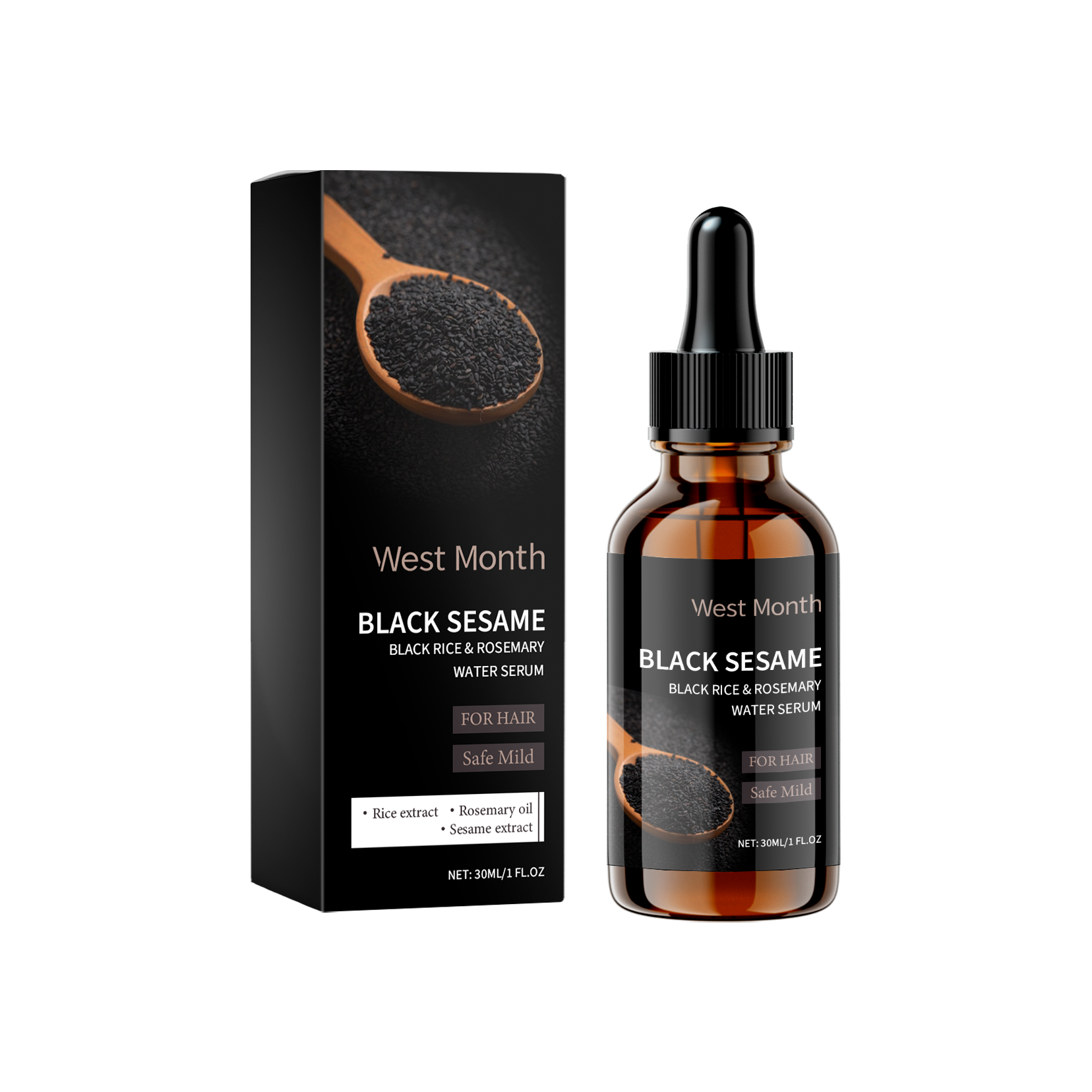 Black Sesame Hair Strengthening Oil Improve Damaged Split Ends Dry Frizz Repairing Nourishing Shiny Dense Hair Growth Care Serum ﻿