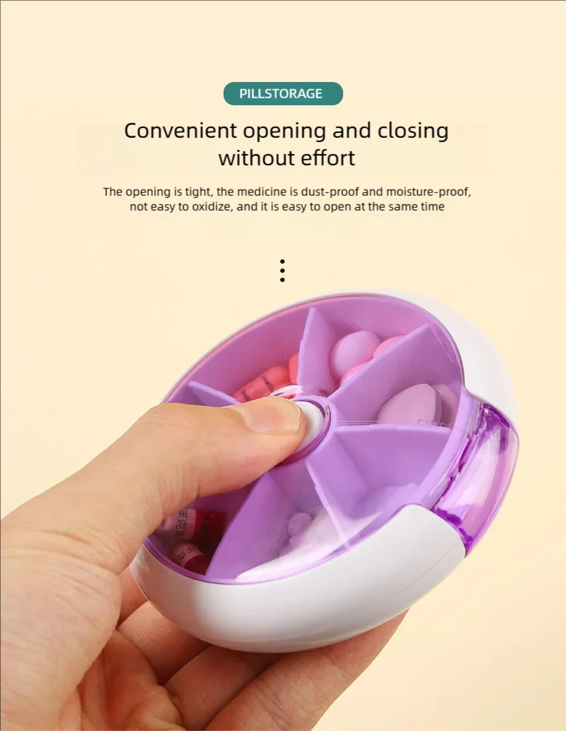 (Pink) Mini Pill Box Pocket Size Storage Box Mini Small Portable Organizer Travel Vitamin Storage Tablet 7 Days 7 Grids Pills Medicine Cases Container Fish Oils