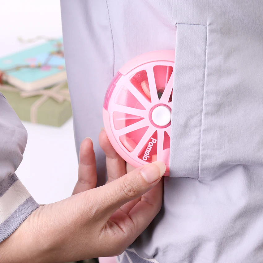 (Pink) Mini Pill Box Pocket Size Storage Box Mini Small Portable Organizer Travel Vitamin Storage Tablet 7 Days 7 Grids Pills Medicine Cases Container Fish Oils