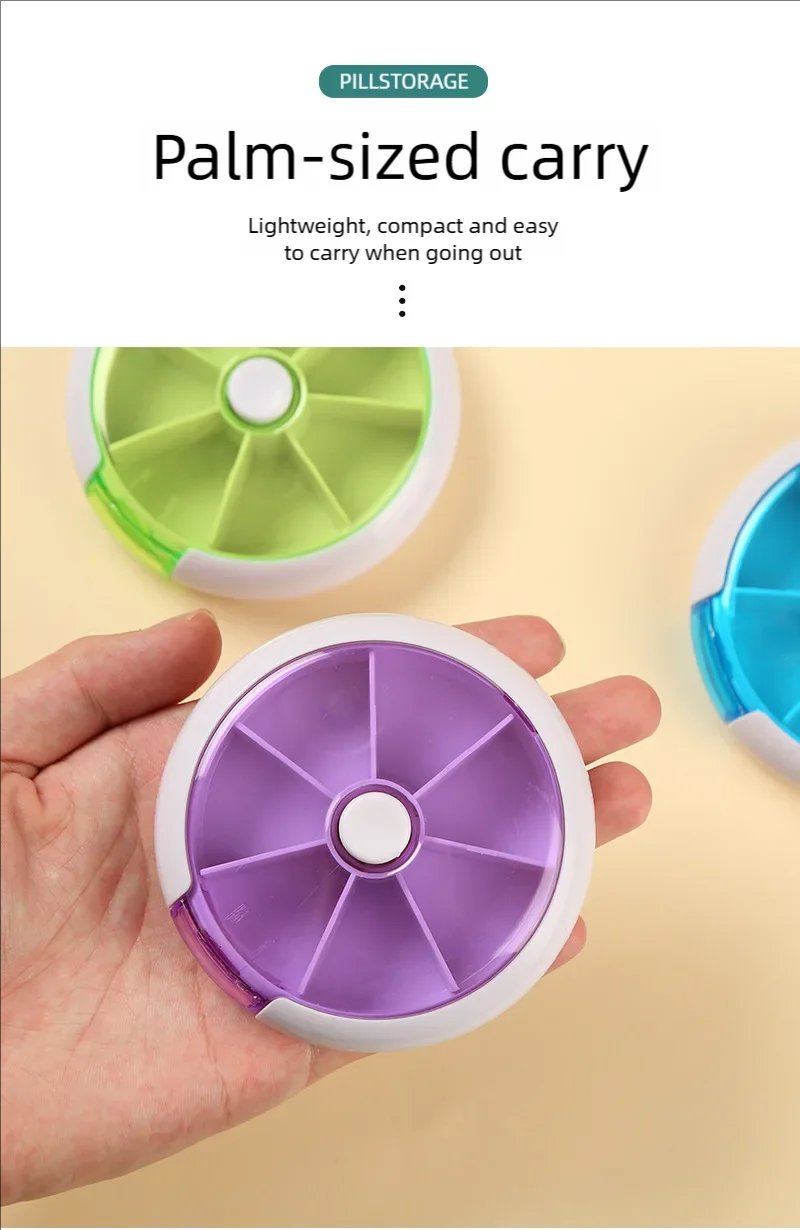 (Pink) Mini Pill Box Pocket Size Storage Box Mini Small Portable Organizer Travel Vitamin Storage Tablet 7 Days 7 Grids Pills Medicine Cases Container Fish Oils