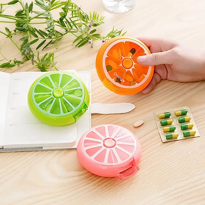 (Pink) Mini Pill Box Pocket Size Storage Box Mini Small Portable Organizer Travel Vitamin Storage Tablet 7 Days 7 Grids Pills Medicine Cases Container Fish Oils