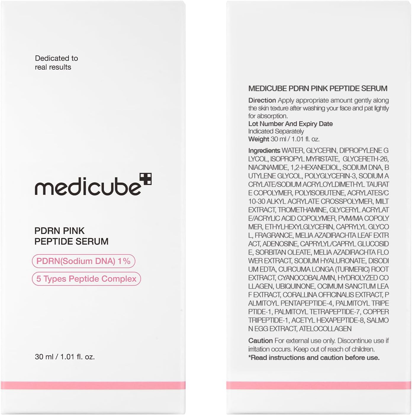 Medicube PDRN Pink Peptide Skin Tone Skincare Face Serum 30ml - Salmon PDRN anti-aging Elasticity Brightening Hypoallergenic