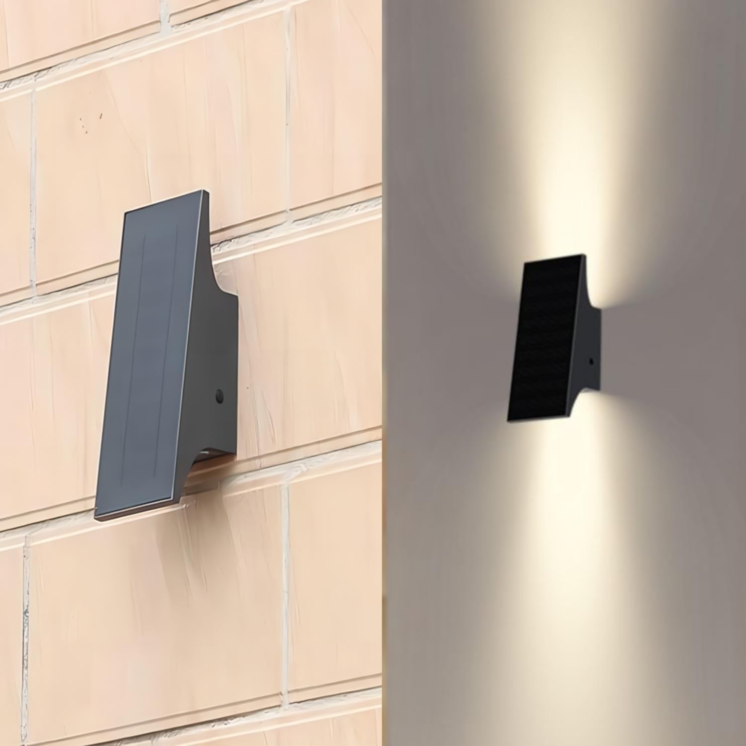 Solar Outdoor Lights 3000K 700LM Solar Wall Lights Outdoor Up and Down Dimmable Solar Sconce Lights IP65 Waterproof Outdoor Solar Lights for Yard Patio Garage 