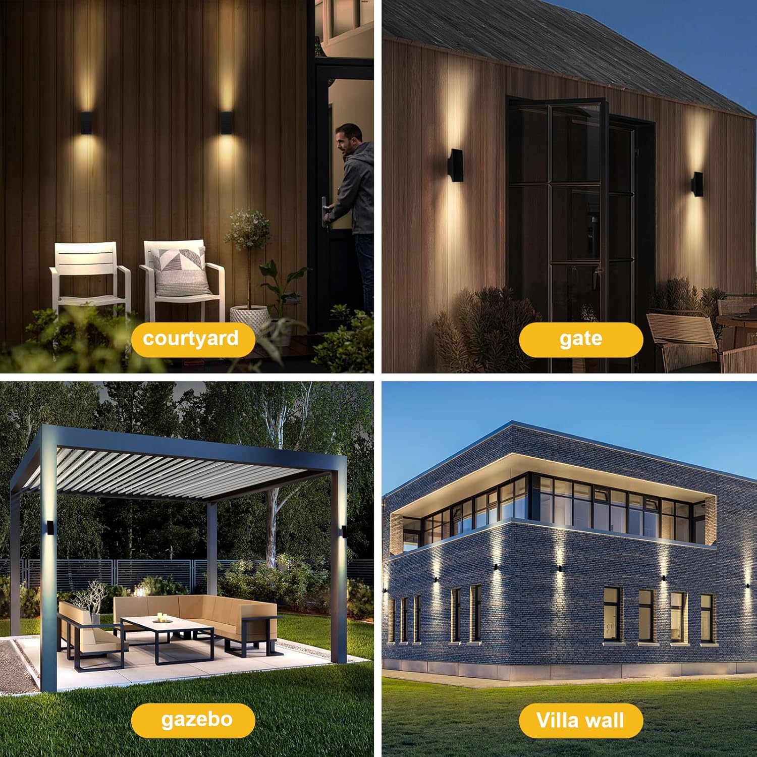 Solar Outdoor Lights 3000K 700LM Solar Wall Lights Outdoor Up and Down Dimmable Solar Sconce Lights IP65 Waterproof Outdoor Solar Lights for Yard Patio Garage 