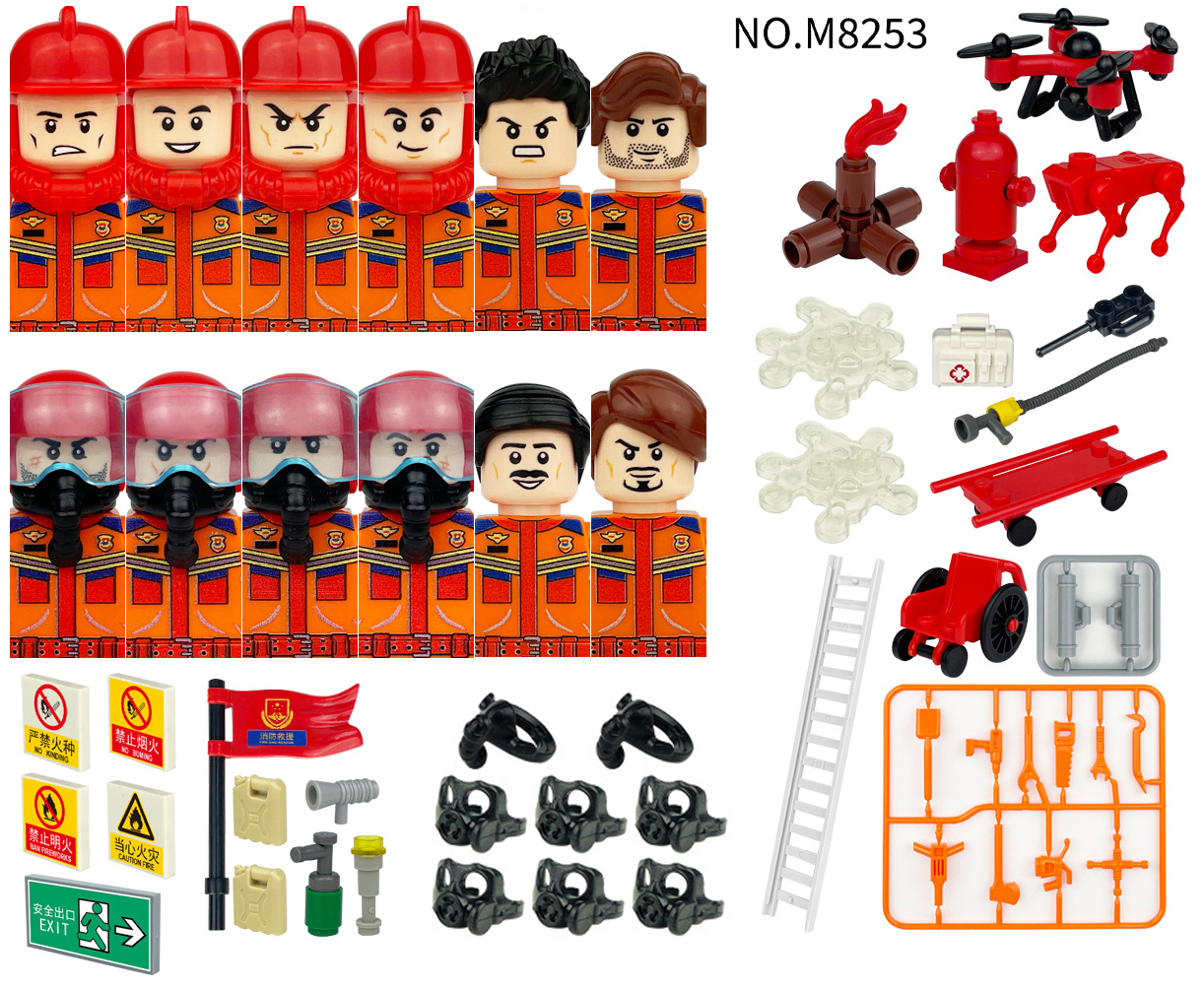 (Style D) Profession Mini Figures Building Blocks Doctor Nurse Police Astronaut Farmer Bricks Educational Toys for Kids