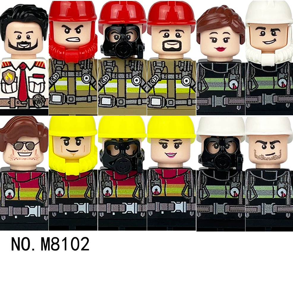 (Style D) Profession Mini Figures Building Blocks Doctor Nurse Police Astronaut Farmer Bricks Educational Toys for Kids