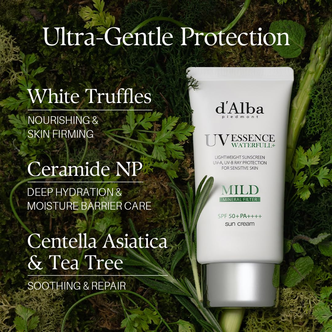 dAlba Waterfull Vegan Mild Sunscreen 50ml No-White Cast No-Stickiness Hyaluronic Acid Suitable For Sensitive Skin Korean Skincare
