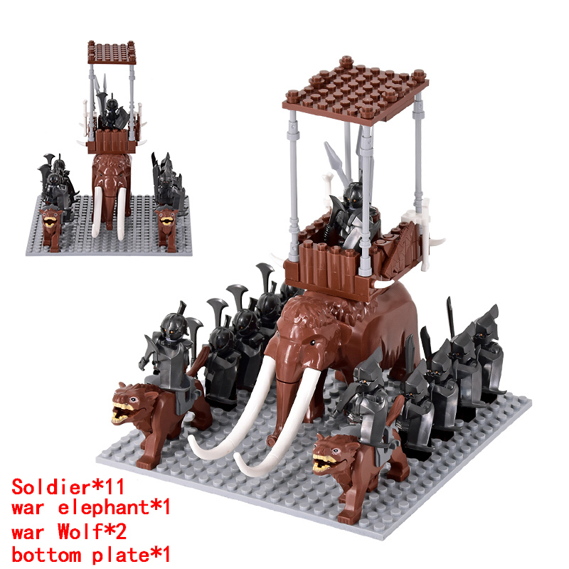 (Soldiers B) Medieval Mini Figures Orc Soldiers Raider Vargr Wolf Elephant Mount Knights Building Blocks Bricks Toys for Children Gifts