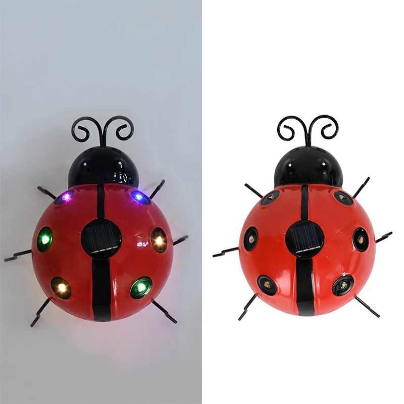 (Warm White) Outdoor Solar Ladybug Lamp Waterproof Garden Statue Wall Hanging Light Powered Light For Garden Outdoor Decetion LED Solar Lamp