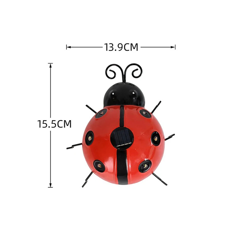 (Warm White) Outdoor Solar Ladybug Lamp Waterproof Garden Statue Wall Hanging Light Powered Light For Garden Outdoor Decetion LED Solar Lamp