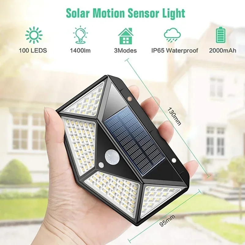 (1 PCS) New Upgrade Solar Street Light Outdoor Solar Wall Lamp PIR Motion Sensor Powered Sunlight for Garden Courtyard