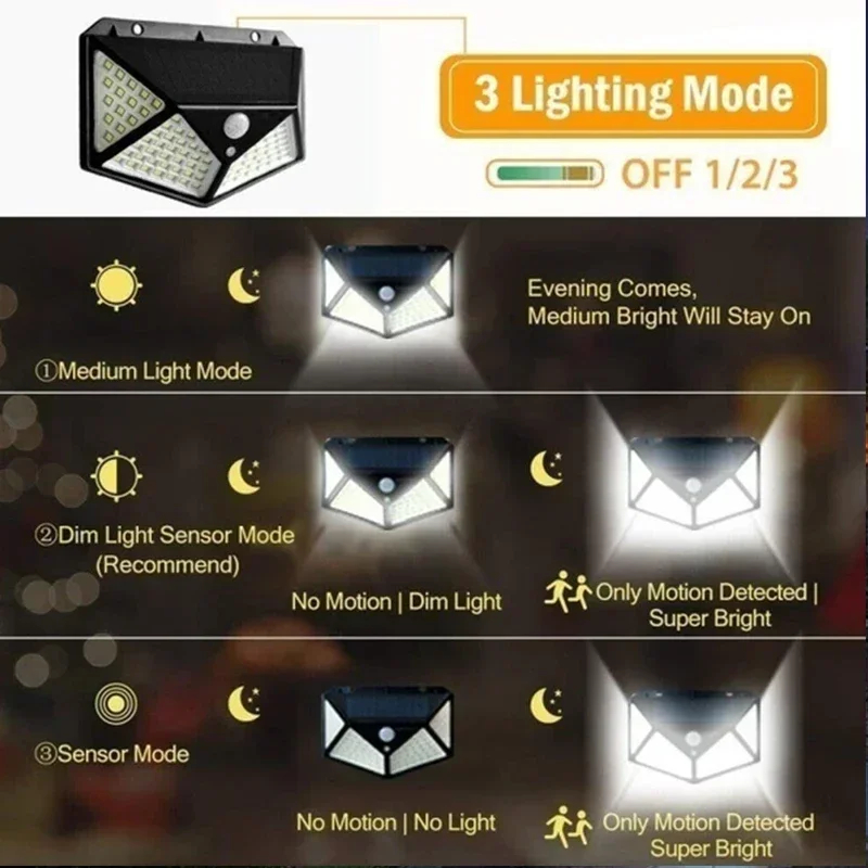 (1 PCS) New Upgrade Solar Street Light Outdoor Solar Wall Lamp PIR Motion Sensor Powered Sunlight for Garden Courtyard