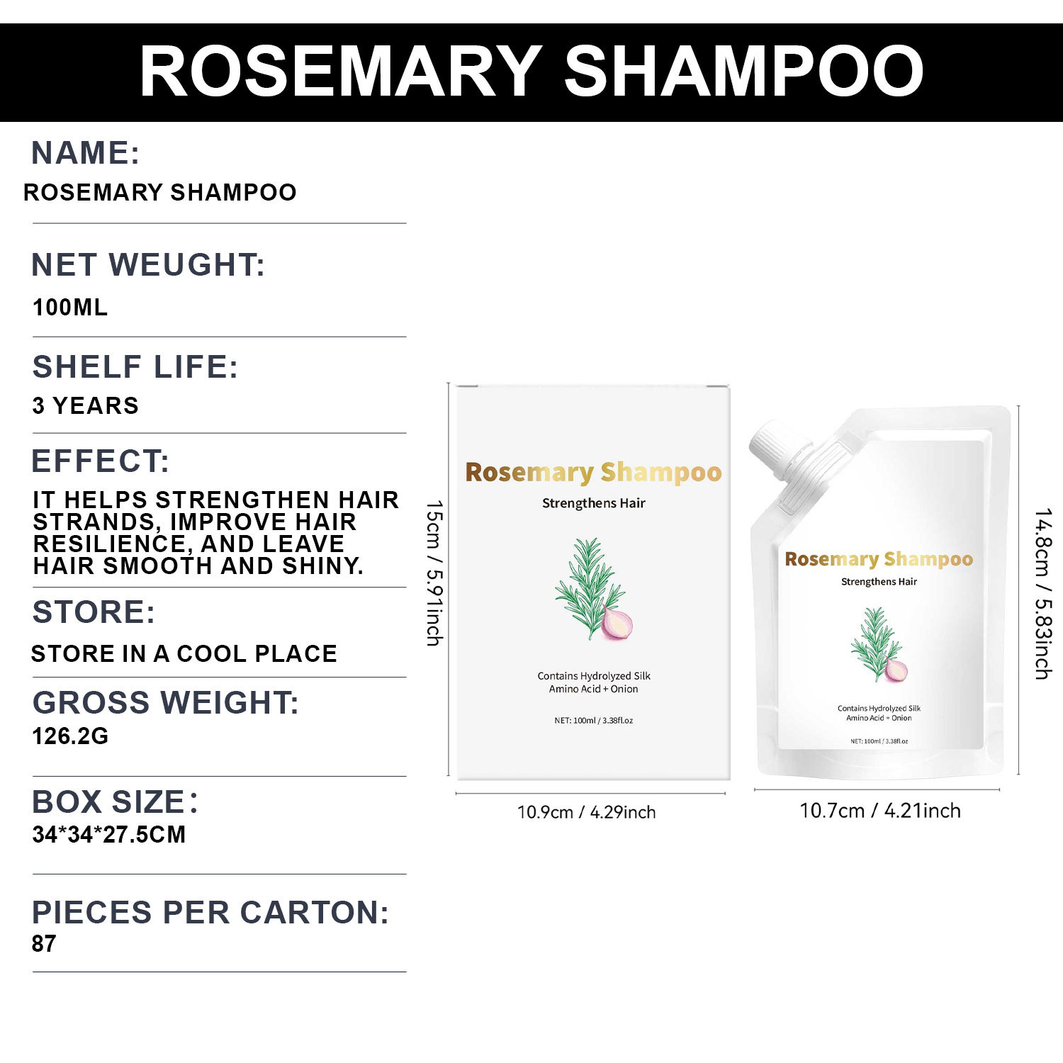 Rosemary Onion Shampoo Deep Cleansing Oil Control Scalp Soothing Refreshing Daily Hair Wash Treatment