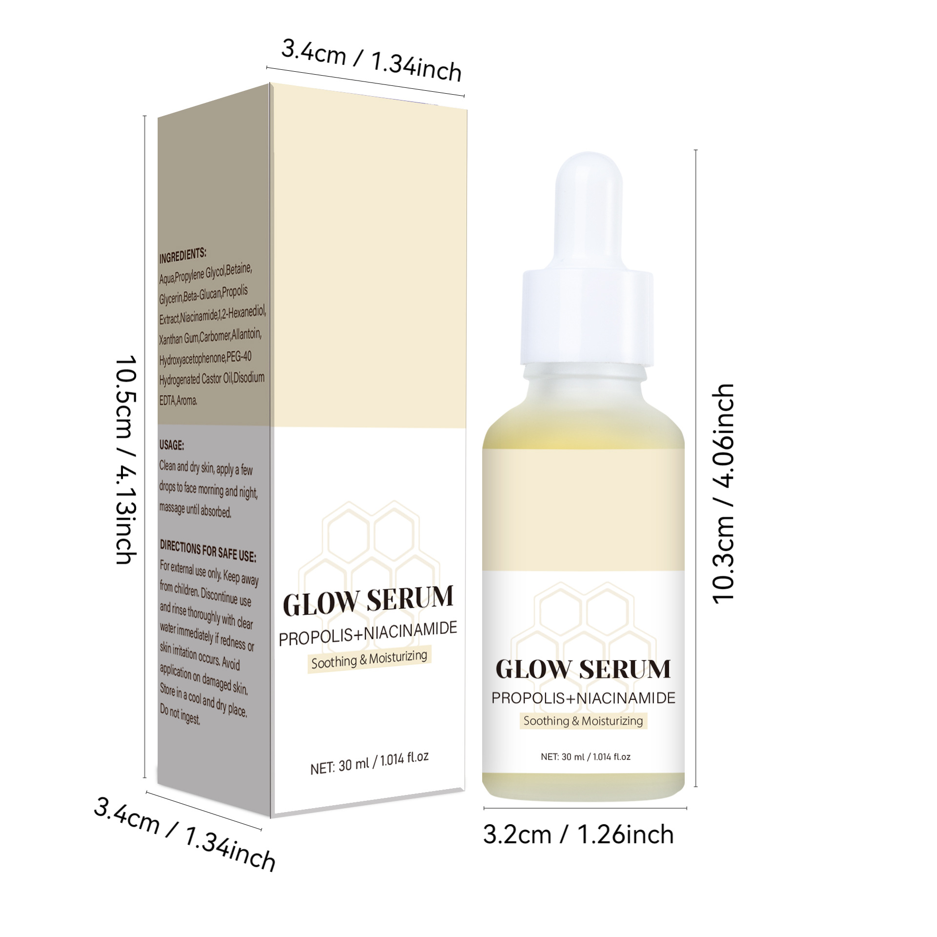 Propolis Niacinamide Radiance Essence Brightening Even Tone Moisturizing Daily Face Serum Treatment 30ml