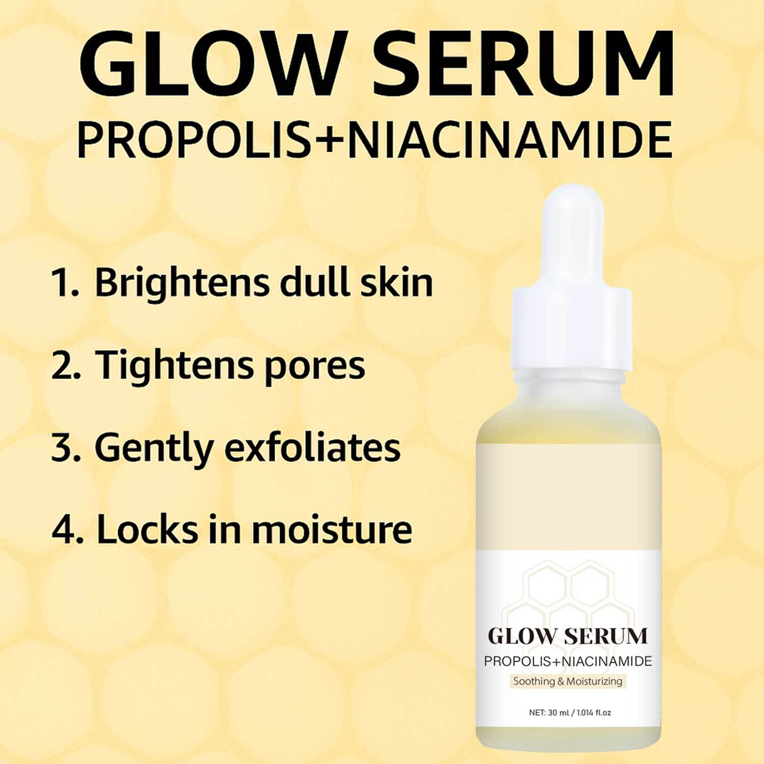 Propolis Niacinamide Radiance Essence Brightening Even Tone Moisturizing Daily Face Serum Treatment 30ml