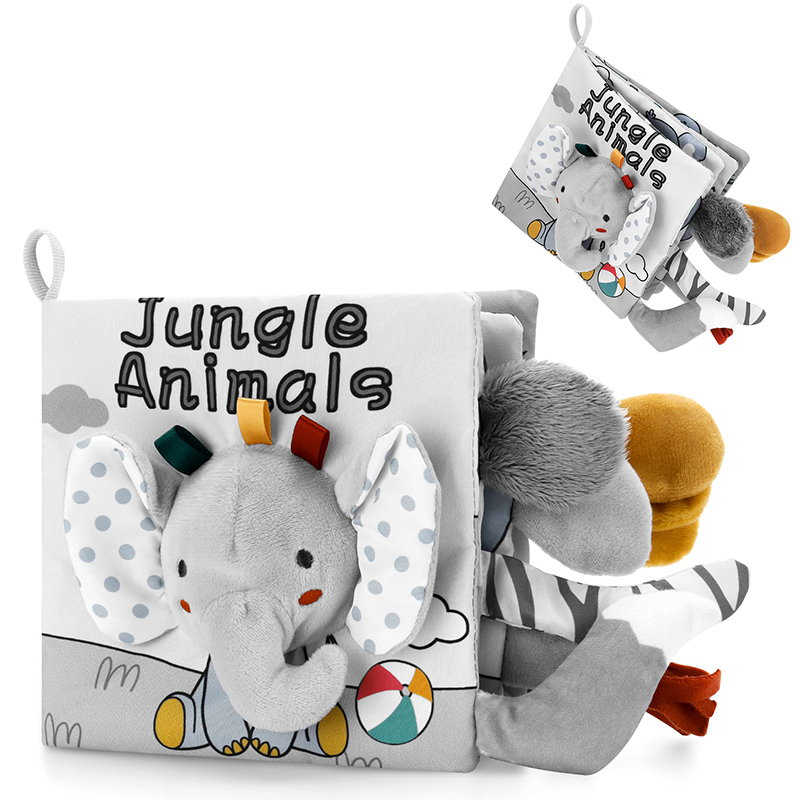 (AE~1005005614172754~ lion 997) Soft Baby Books 3D Touch Feel High Contrast Cloth Book Sensory Early Learning Stroller Toys for Infant Toddler Gifts 0-12 Months