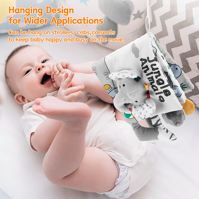 (AE~1005005614172754~ lion 997) Soft Baby Books 3D Touch Feel High Contrast Cloth Book Sensory Early Learning Stroller Toys for Infant Toddler Gifts 0-12 Months
