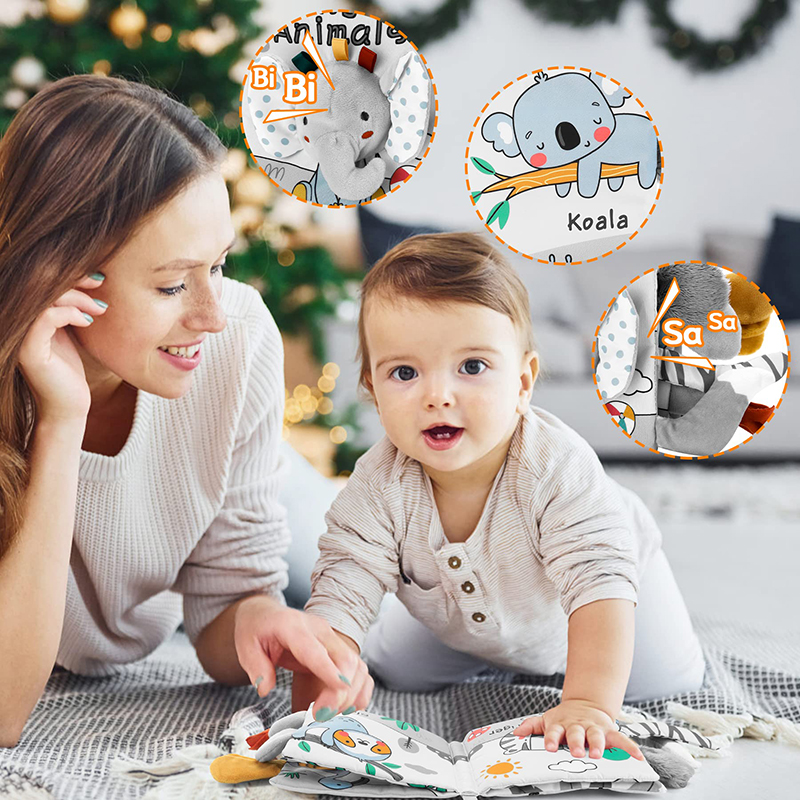 (AE~1005005614172754~ lion 997) Soft Baby Books 3D Touch Feel High Contrast Cloth Book Sensory Early Learning Stroller Toys for Infant Toddler Gifts 0-12 Months