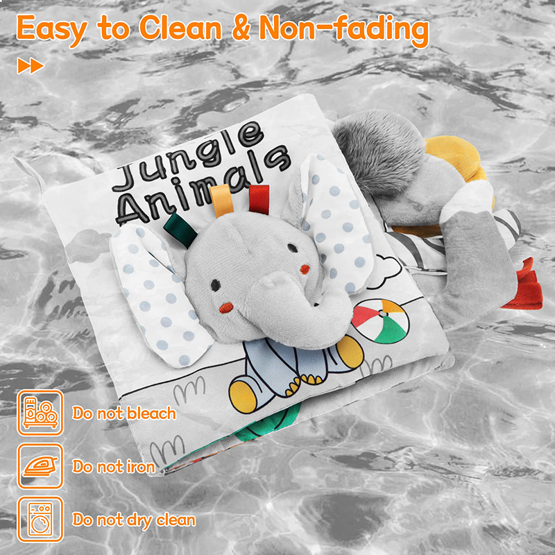 (AE~1005005614172754~ lion 997) Soft Baby Books 3D Touch Feel High Contrast Cloth Book Sensory Early Learning Stroller Toys for Infant Toddler Gifts 0-12 Months