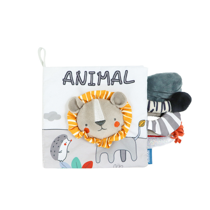 (AE~1005005614172754~ lion 997) Soft Baby Books 3D Touch Feel High Contrast Cloth Book Sensory Early Learning Stroller Toys for Infant Toddler Gifts 0-12 Months