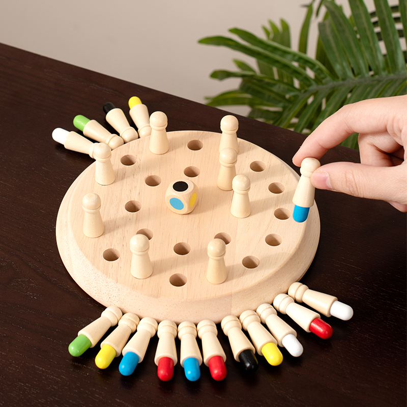 Wooden Memory Chess Board Color Memory Matching Brain Teasers Game Learning Activities Educational Montessori Toys for Kids Gift