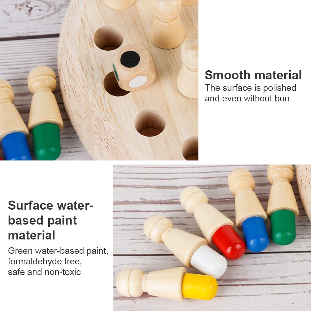 Wooden Memory Chess Board Color Memory Matching Brain Teasers Game Learning Activities Educational Montessori Toys for Kids Gift