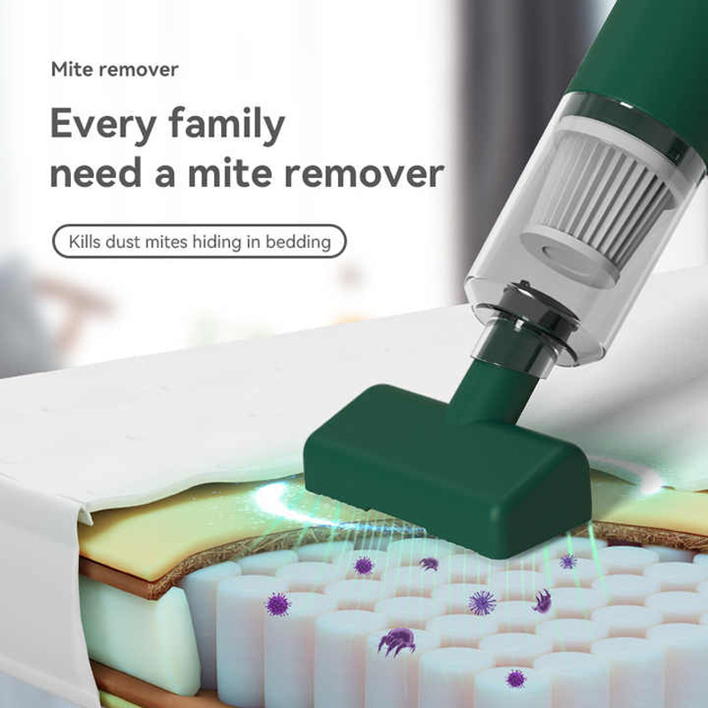 (Green) Vacuum Cleaners Vacuum Mite Remover Uv Light Cordless Handheld Cleaner For Home Mattresses Clothes Sofa Bed Pillows Clean Dust