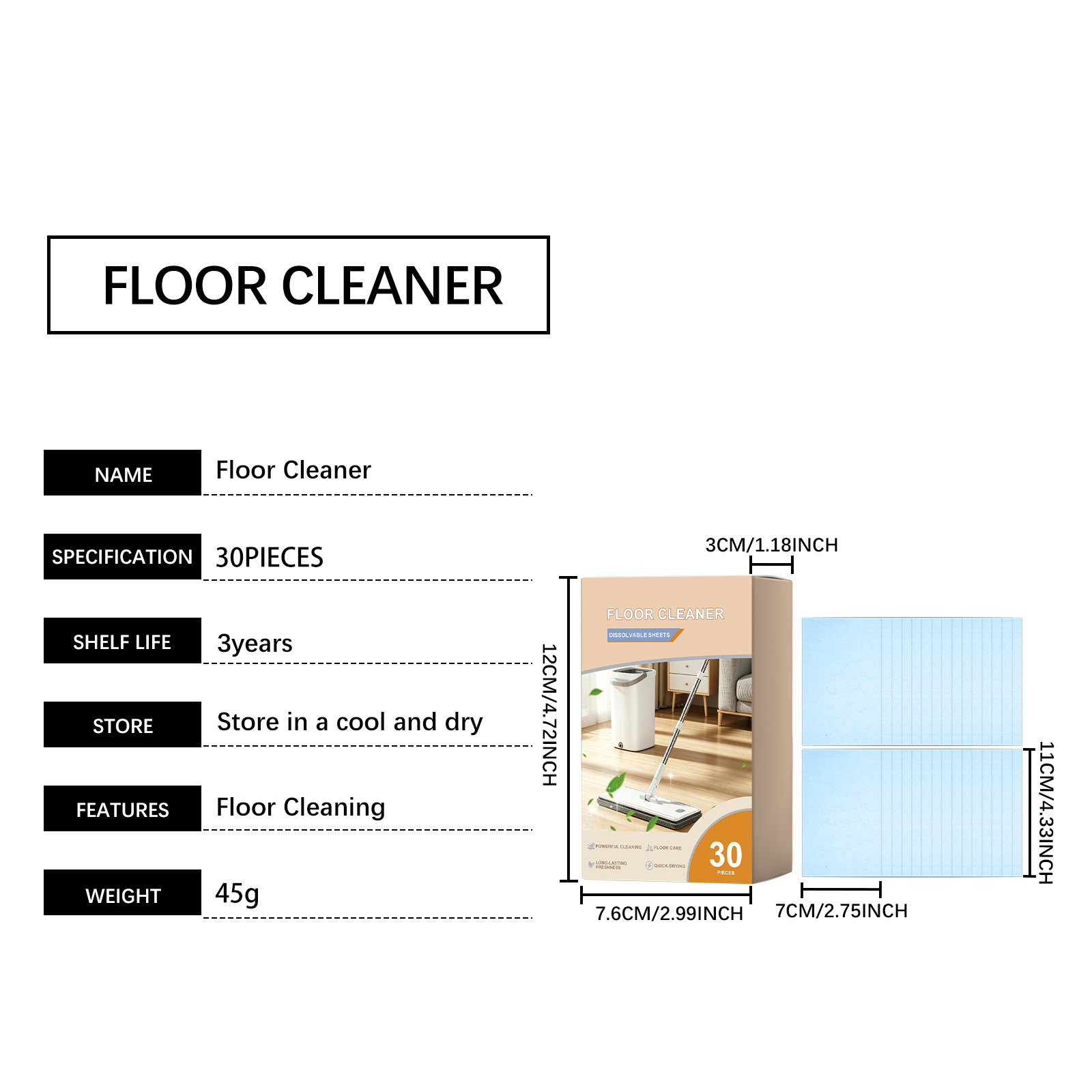 Floor Cleaning Tablets Daily Remove Ground Dirt Stains Polish Bright Multi Function Household Ground Surfaces
