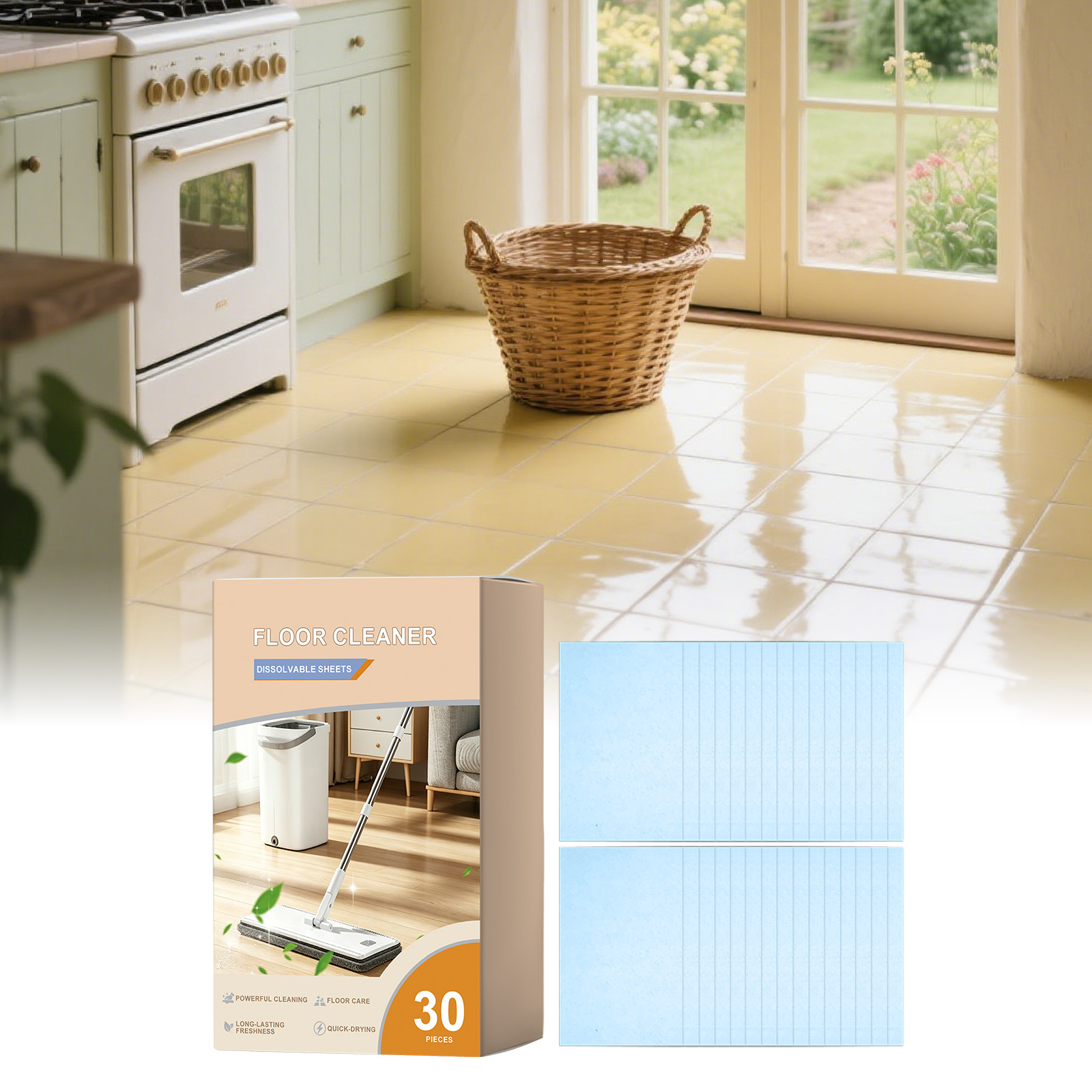 Floor Cleaning Tablets Daily Remove Ground Dirt Stains Polish Bright Multi Function Household Ground Surfaces