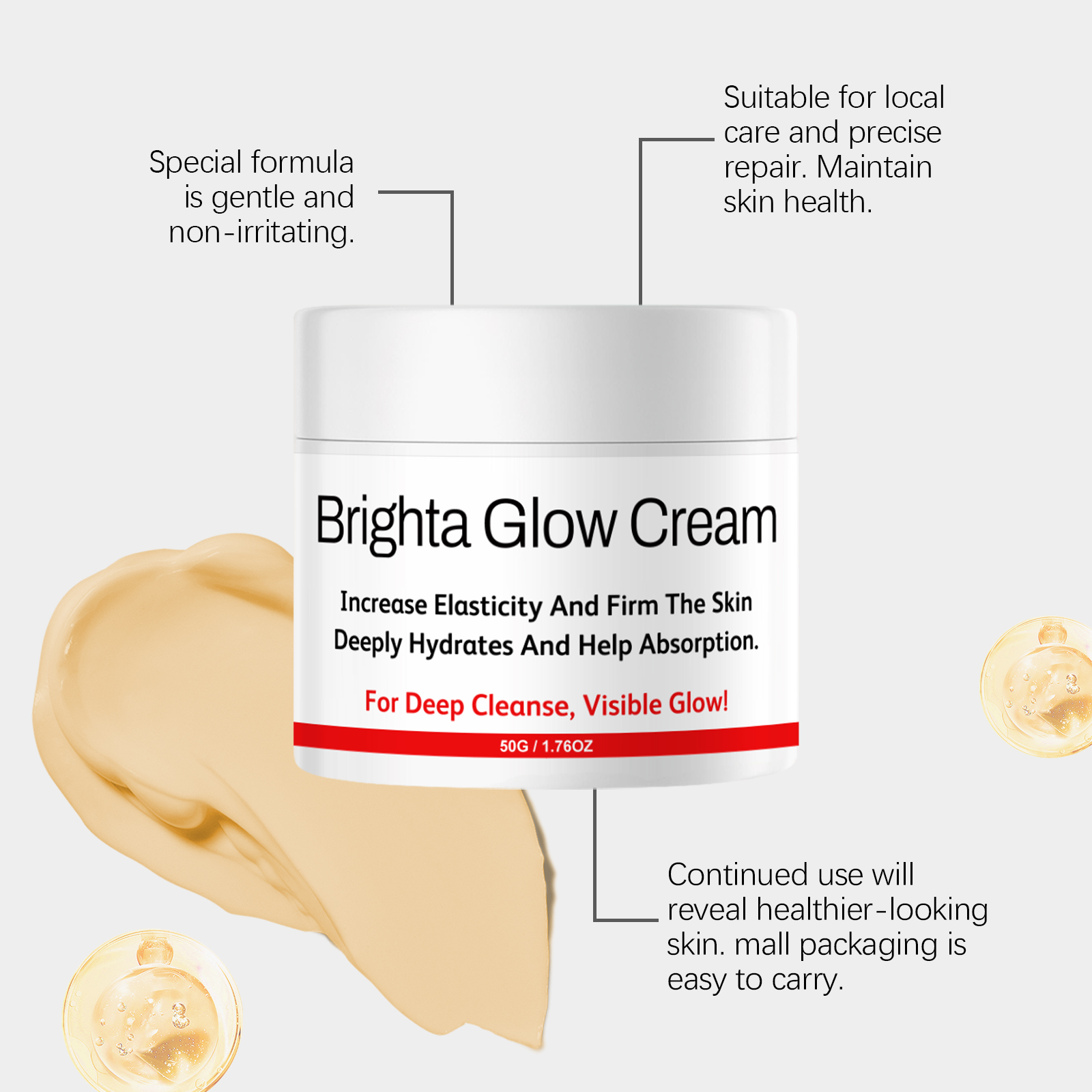 Skin Brightening Cream Soft Nourishing Hydrating Elastic Delicate Smooth Facial Care Lotion Gentle Protect Moisturizing Tender Silky