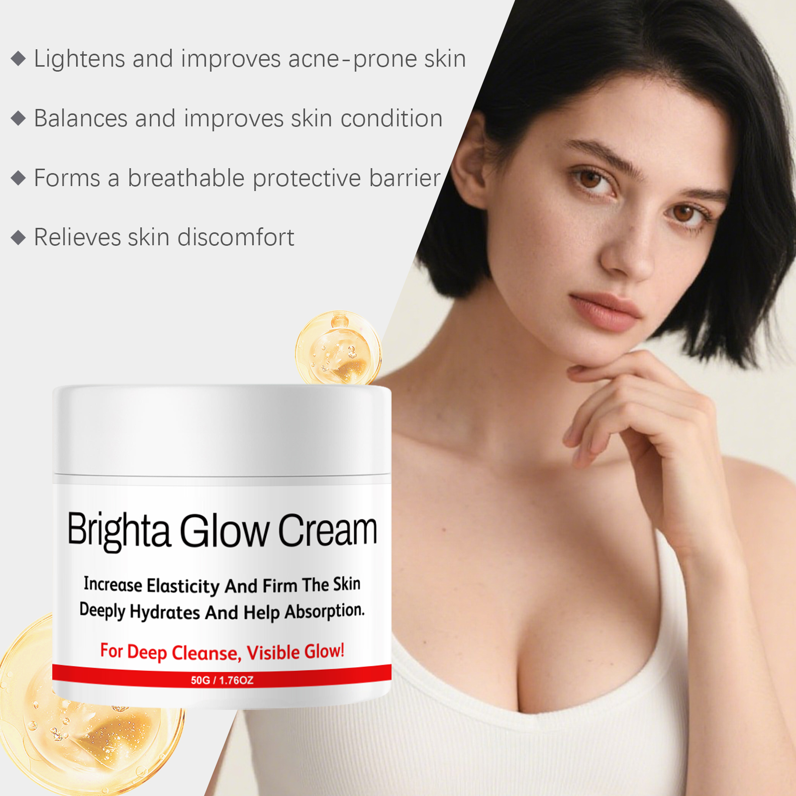 Skin Brightening Cream Soft Nourishing Hydrating Elastic Delicate Smooth Facial Care Lotion Gentle Protect Moisturizing Tender Silky