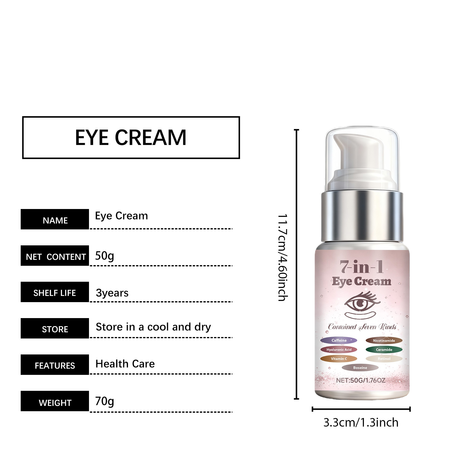 Seven In One Care Eye Cream Gentle Protect Lift Saggy Skin Moist Soft Non Sticky Daily Wear Eye Care