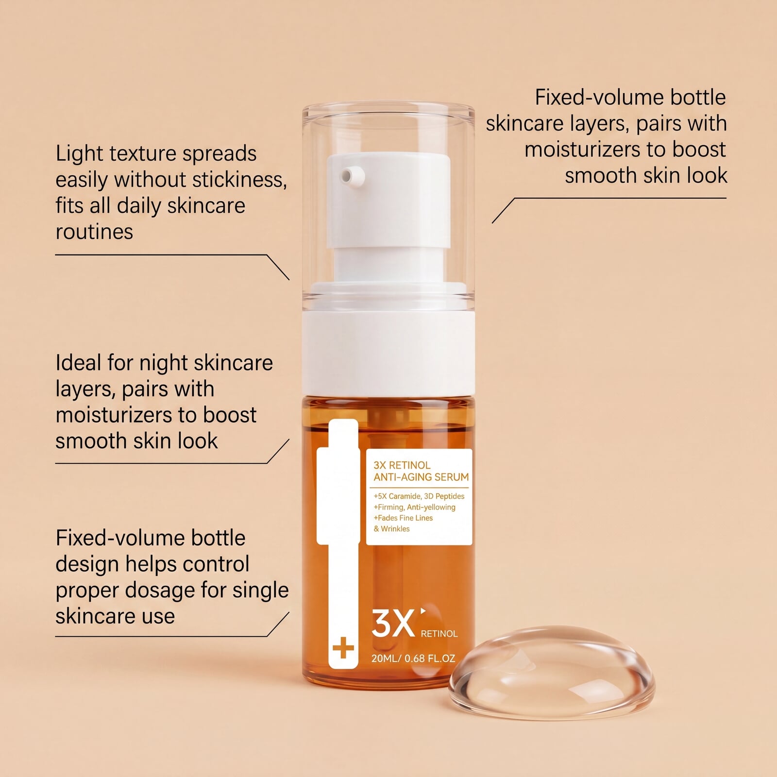 Retinol Essence Liquid Moist Silky Soft Hydrating Fast Absorb Bright Mild Daily Care Facial Skin