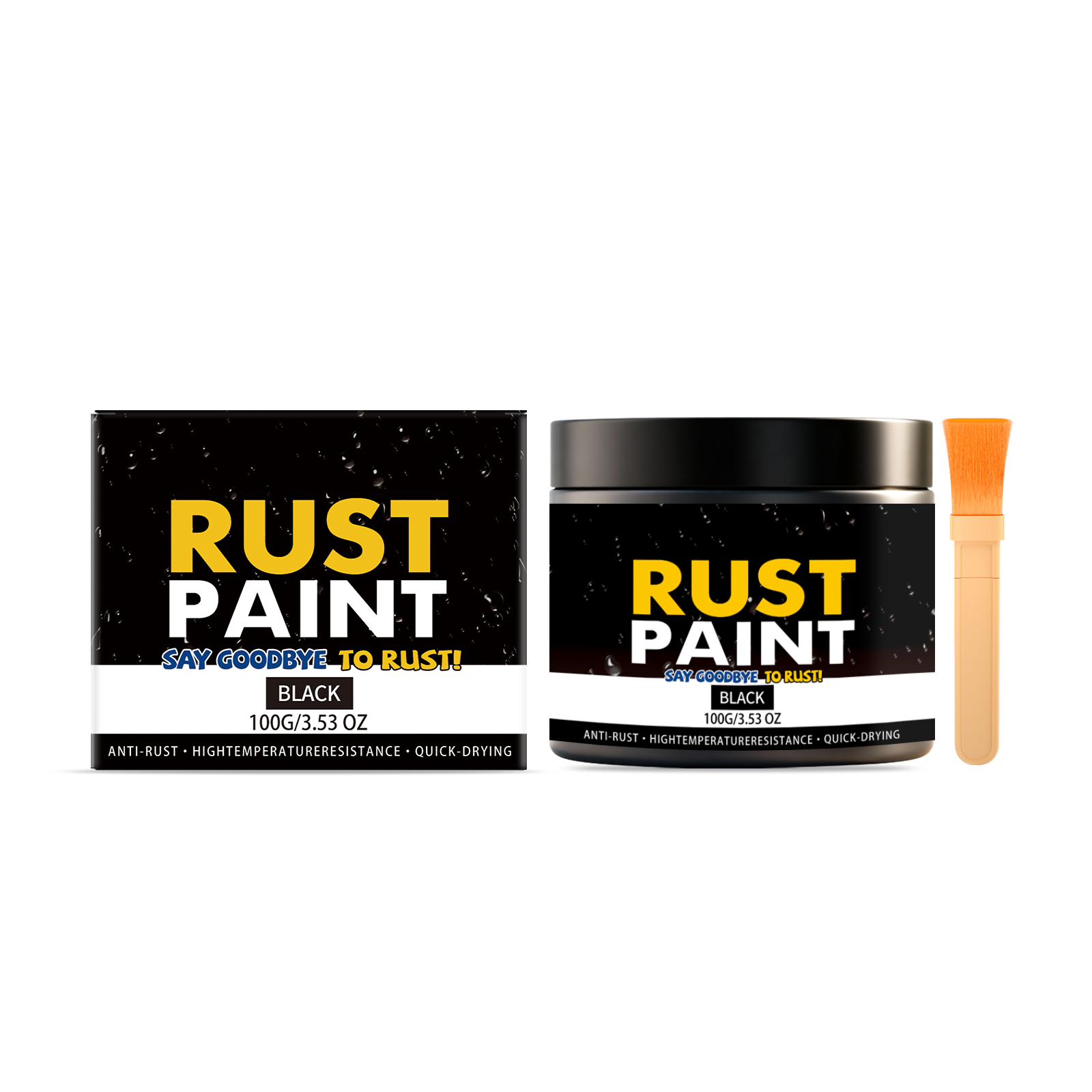 Black Rust Remover Paint Solid Black Coverage Weather Resistant Stable Dual Technique Slow New Rust Multi Metal Outdoor Applicable
