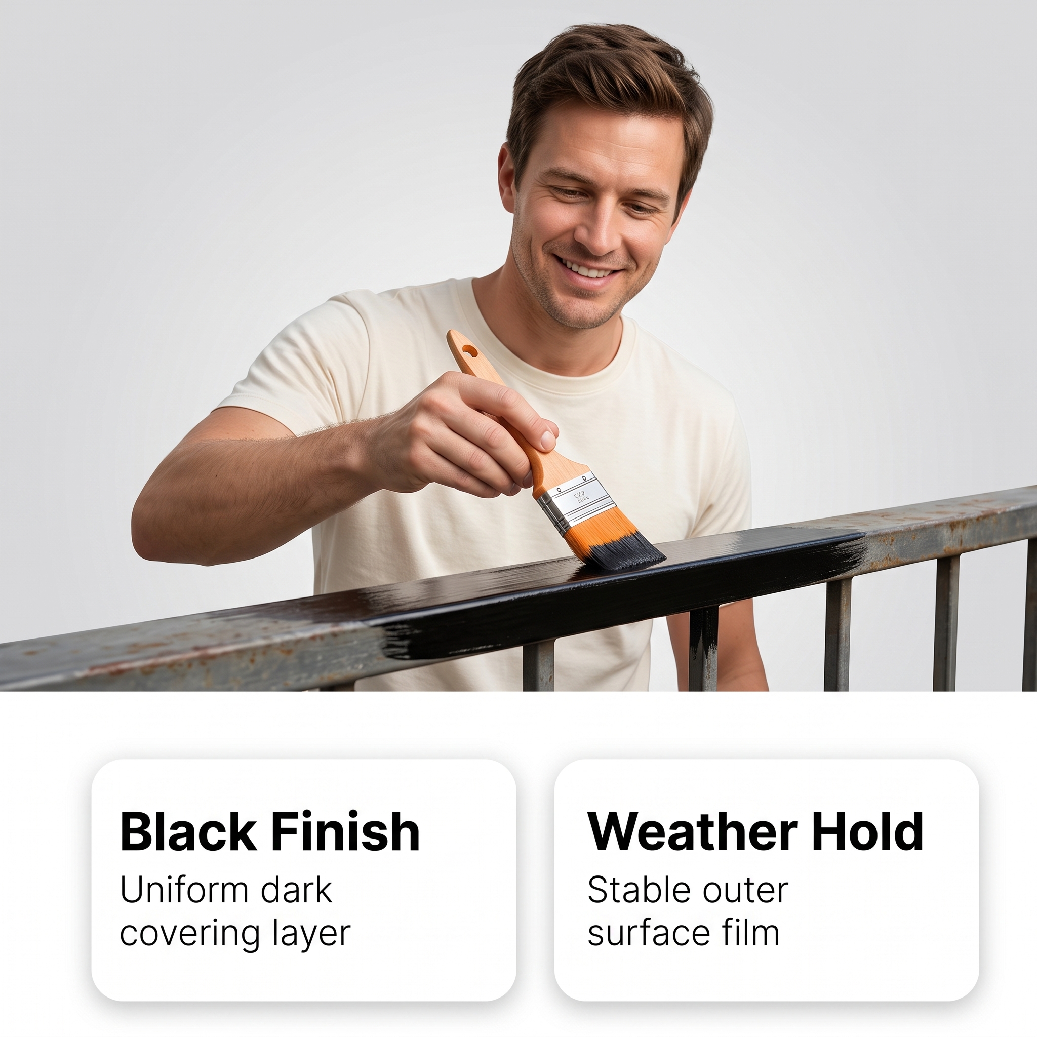 Black Rust Remover Paint Solid Black Coverage Weather Resistant Stable Dual Technique Slow New Rust Multi Metal Outdoor Applicable