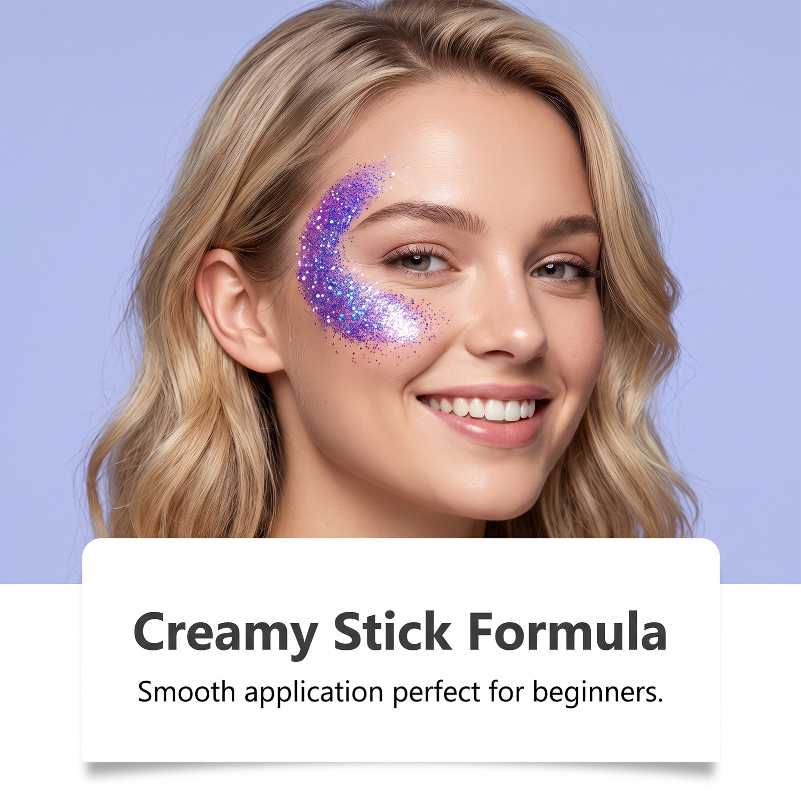 (Blue) Glitter Makeup Stick Daily Portable Silky Pigment Shimmer Natural For Body And Facial Skin