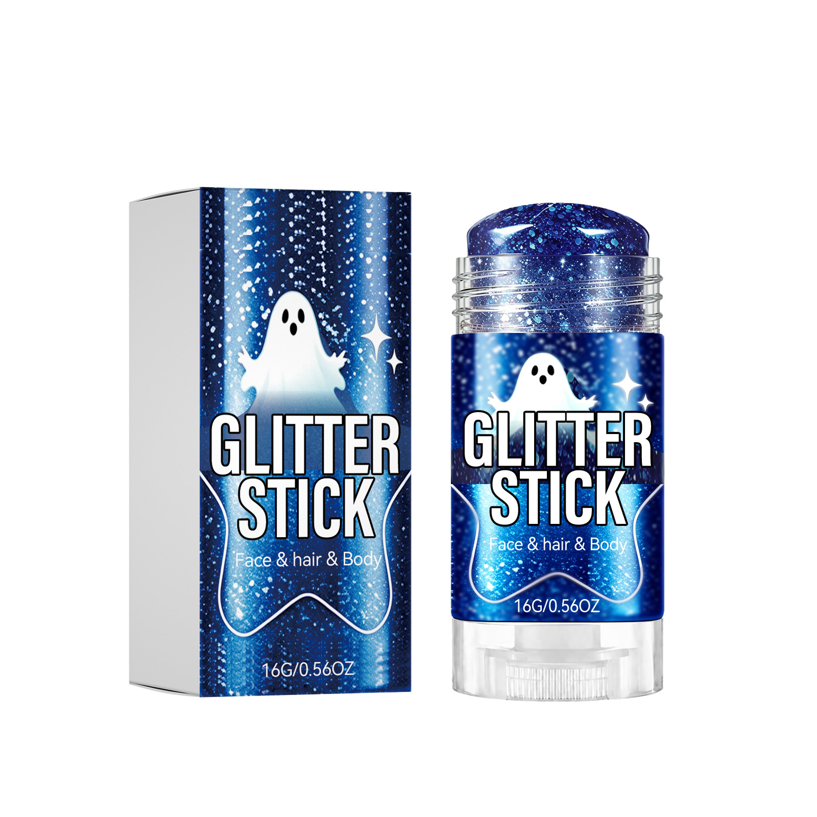 (Blue) Glitter Makeup Stick Daily Portable Silky Pigment Shimmer Natural For Body And Facial Skin