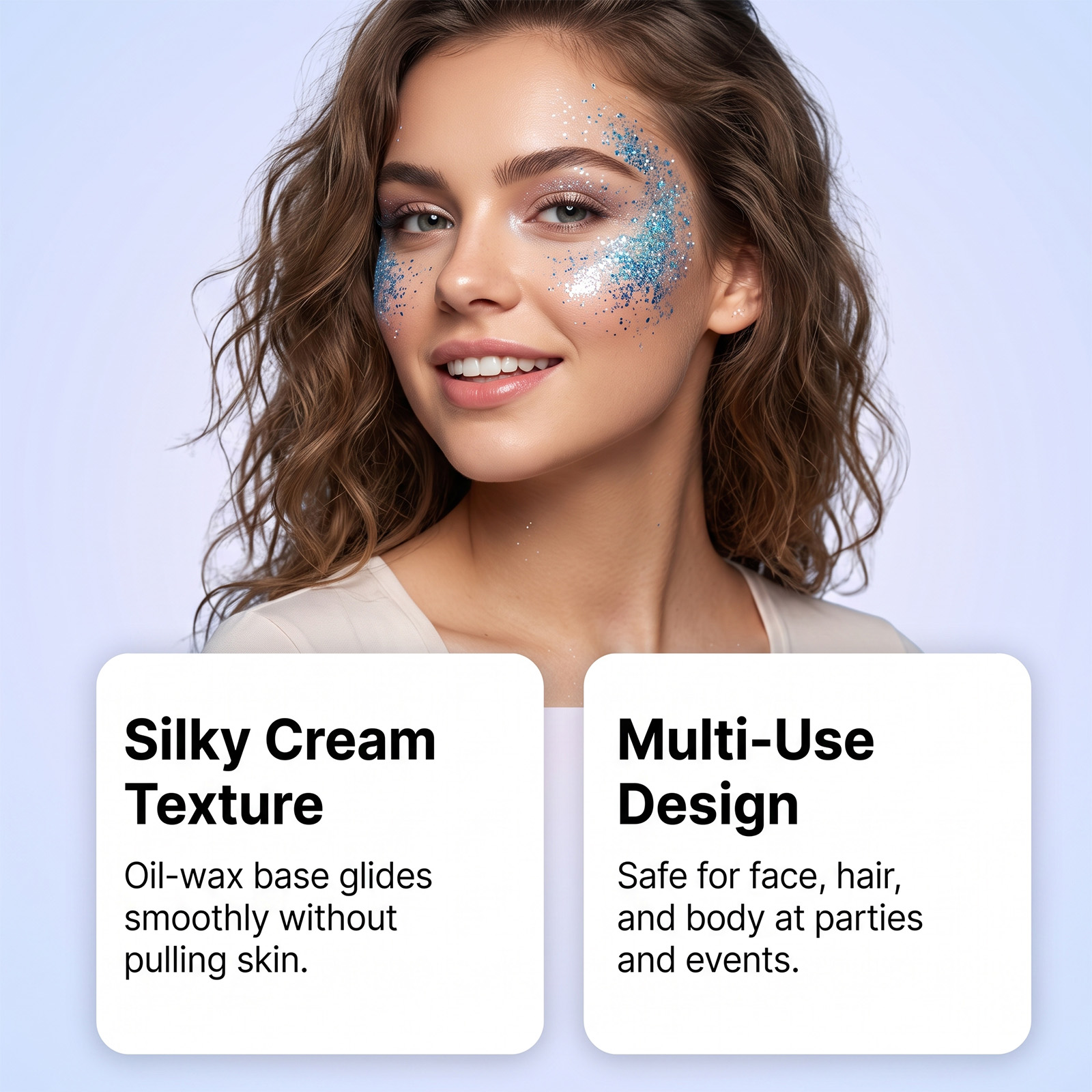 (Blue) Glitter Makeup Stick Daily Portable Silky Pigment Shimmer Natural For Body And Facial Skin