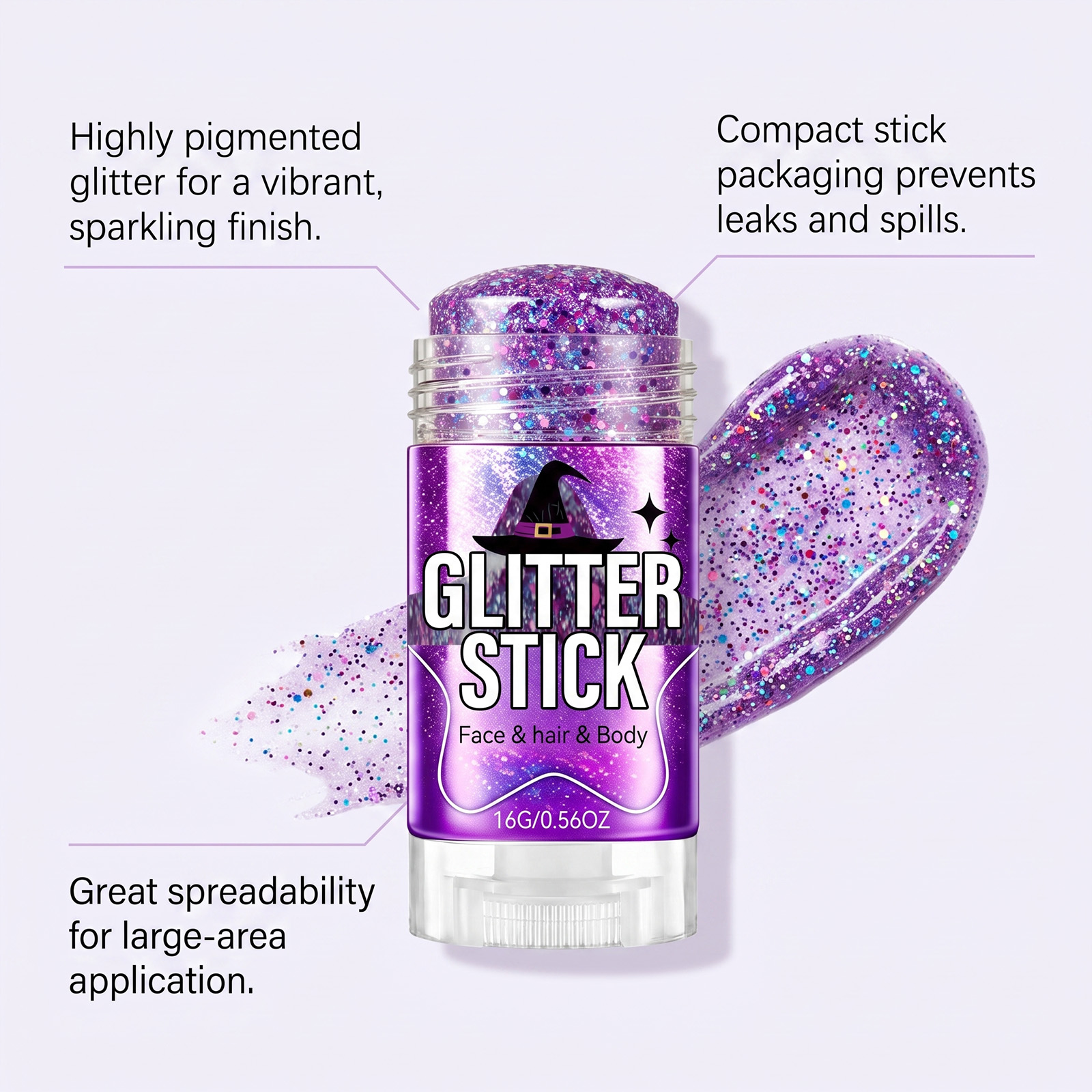 (Blue) Glitter Makeup Stick Daily Portable Silky Pigment Shimmer Natural For Body And Facial Skin
