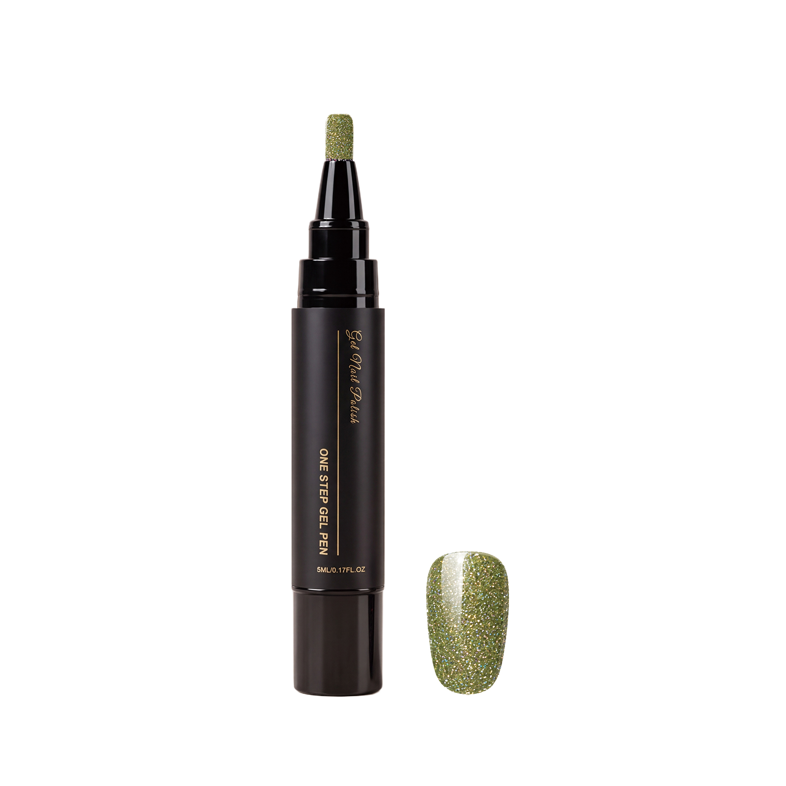(Pearlescent Green) One Step Gel Nail Pen Bright Color Long Lasting Pigment Easy Operation Portable Design Daily Home Manicure