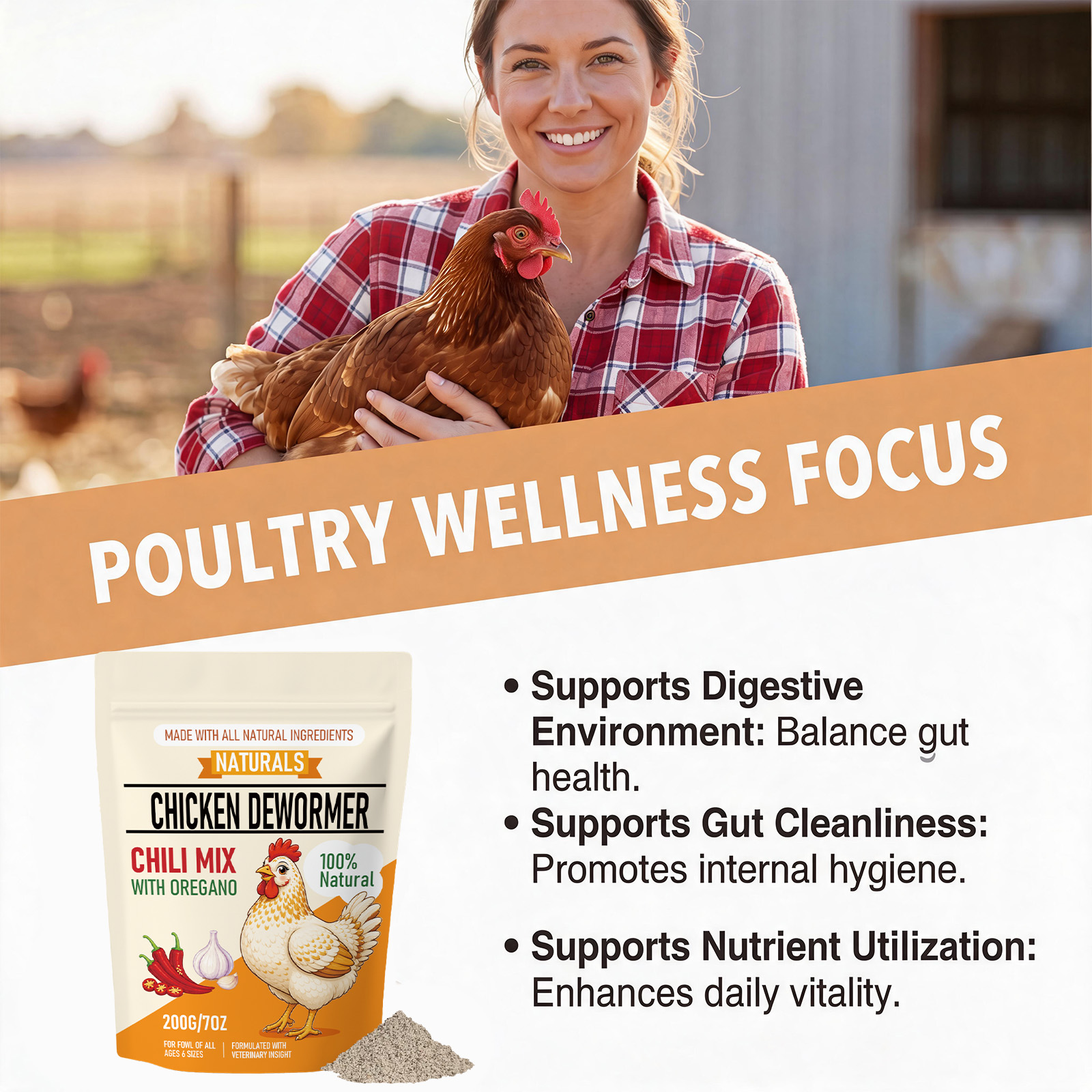 Poultry Nutrient Powder Digestion Care Intestine Balance Nutrition Healthy Daily Feeding Supplement For Livestock All Breeds