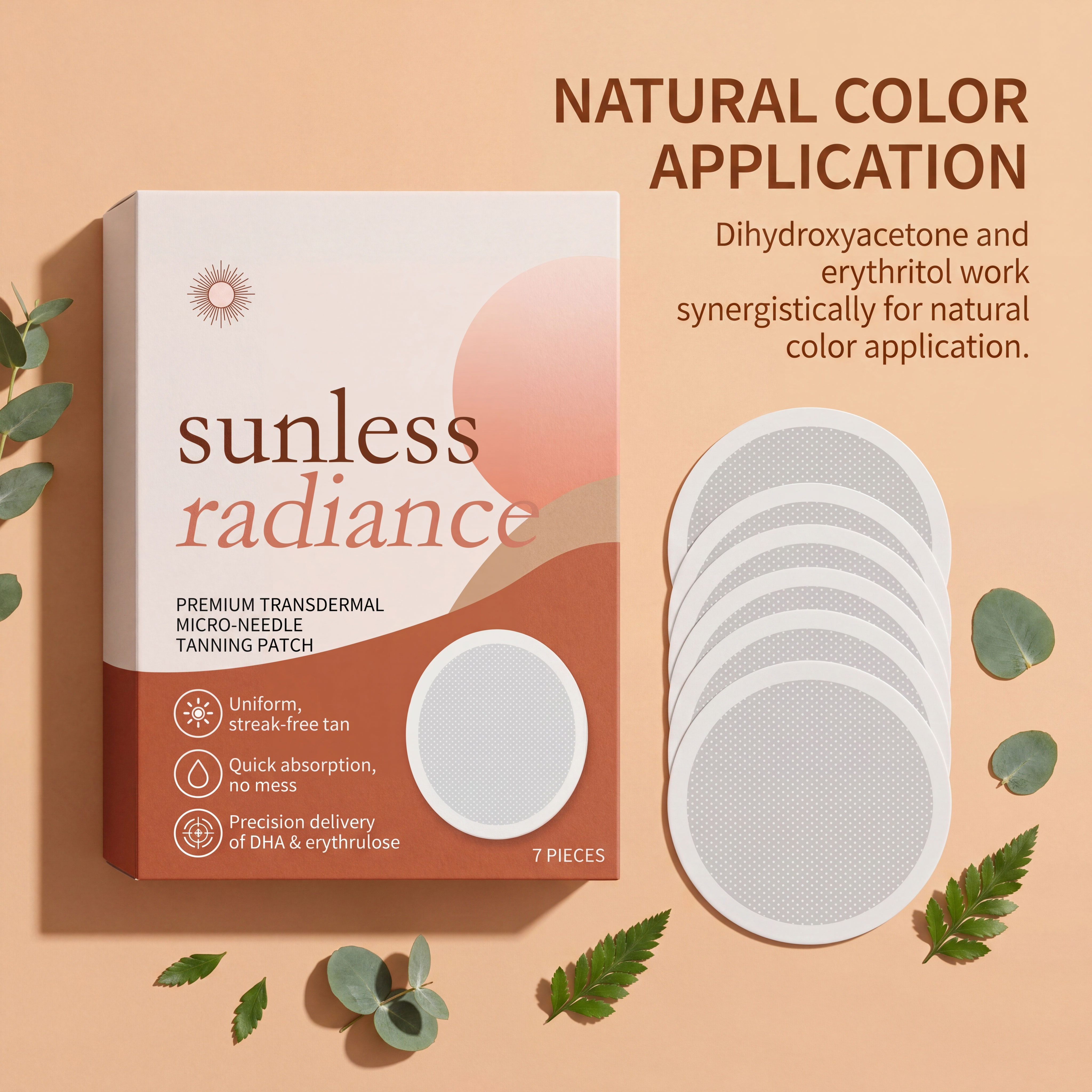Sunless Tanning Transdermal Microneedle Patch Delivers Bronze Shade Hourly Coloring Allantoin Moisturizing Skin Sticker