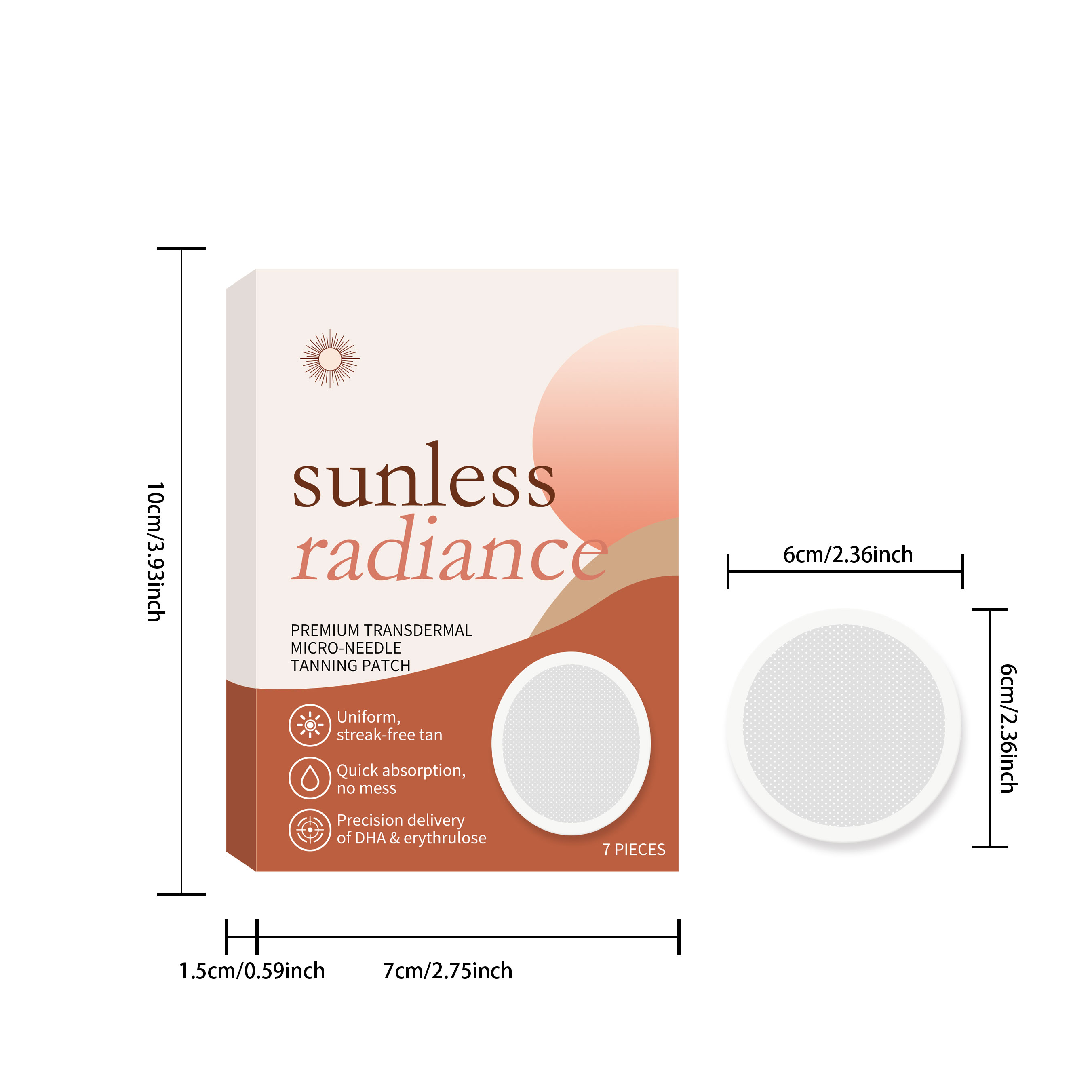 Sunless Tanning Transdermal Microneedle Patch Delivers Bronze Shade Hourly Coloring Allantoin Moisturizing Skin Sticker
