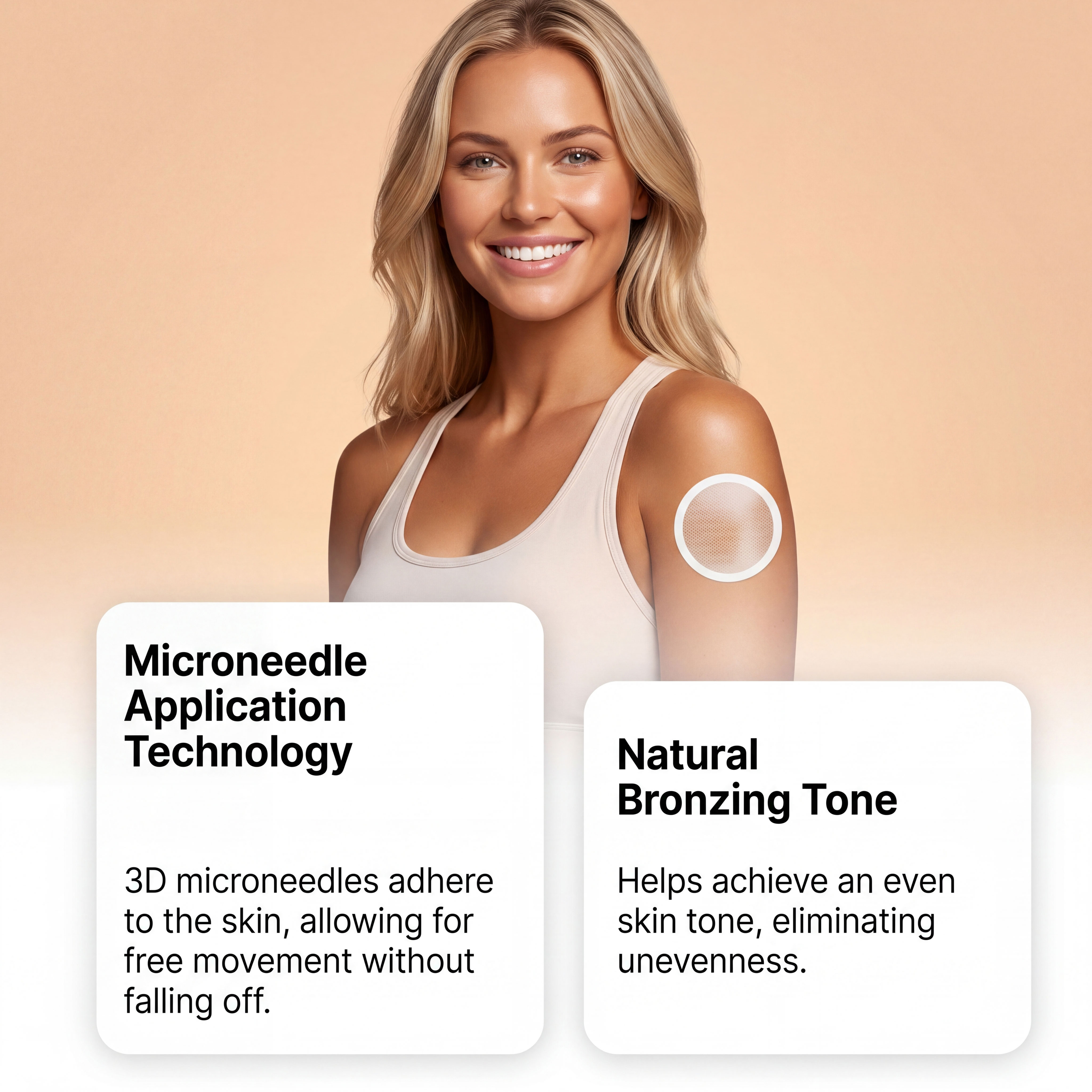 Sunless Tanning Transdermal Microneedle Patch Delivers Bronze Shade Hourly Coloring Allantoin Moisturizing Skin Sticker