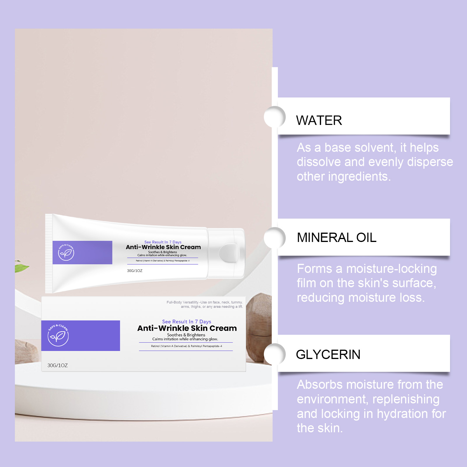 Retinol Moisturizer Cream Mild Ingredients Nourish Hydrate Soft Smooth Skin Bright Daily Facial Care